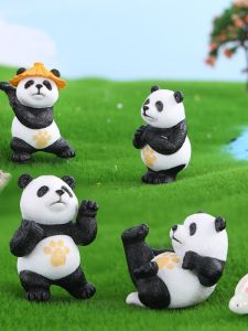 Creative Cute Martial Arts Panda Model Realistic Miniature Doll Office Desktop Cartoon Small Figurine Collectible Toy