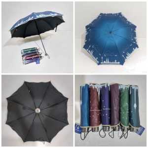 Payung Lipat 3 Pinggir Bergelombang Motif Gedung Rangka Kuat