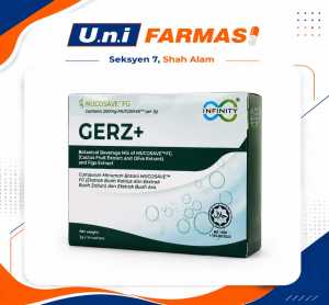 UniFarmasi Mucosave FG GERDZ+ Botanical Beverage Mix with Mucosave FG Caroberry Extract and Olive Fruit Extract.