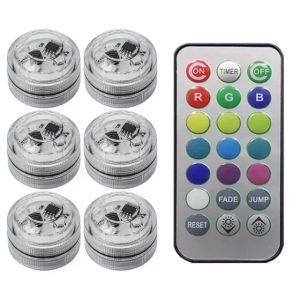1/2/4/6/8/10 Submersible LED Lamp RGB Waterproof Color-Changing Tea Lamp with Remote Control Battery-Powered Mini Lamp