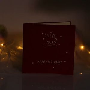 UMI 3D Music LED Lighting Birthday Card Pop Up Cake Wish Card Selamat Hari Jadi Lahir Kertas 立体蛋糕音乐灯光生日卡