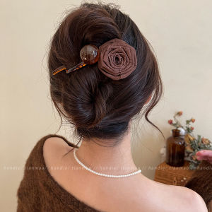 Elegant Rose Twisted Hair Clip Womens Back of Head Updo Hair Accessory Vintage Twist Clip Hair Jewelry Fashionable Hairpin