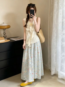 NIUVIES | French Floral Half Skirt Dress For Short Women Summer Outfit Set