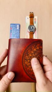 Ví Siêu Bền Trống Đồng Da Bò Vegtan Nhuộm Thủ Công Màu Nâu Đỏ - RAM RAM Leather