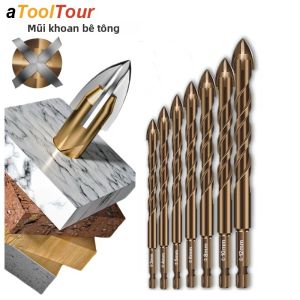 Bộ Mũi Khoan Bê Tông Xây Gạch 3mm-12mm Chuôi Lục Giác Dùng Cho Kính Gạch Men Gạch Nhựa Gỗ Thép Mềm Thép Cacbon Thấp Dụng Cụ Xây Dựng