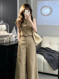 LIRENQING | Vintage Style Sleeveless Vest and Wide-leg Pants Set
