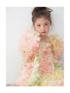 LOVESASAKIDS | Elaborate 3D Flowers Detachable Sleeves Dress