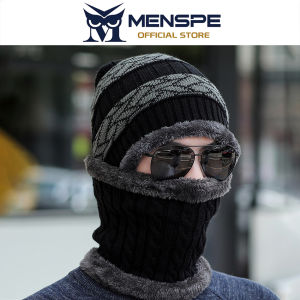 MENSPE หมวกปั่นจักรยานขนสัตว์ผ้าพันคอหมวกขนสัตว์ถักผ้าพันคอเย็นชุดผ้าพันคอหมวกถักฤดูหนาวมีหมวกถักหนาผ้าพันคอสำหรับปีนเขาเล่นสกีปีนเขาและปีนเขาในฤดูหนาว