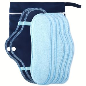 8 cái vải tái sử dụng băng vệ sinh thiết lập với túi lưu trữ độ thấm hút cao Micro Fleece panty thời gian Pads 3 Pads bìa nhà máy bán buôn vệ sinh khăn ăn gói