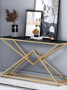 Nordic Light Luxury Iron Rock Board Porch Table Modern Simple End-view Platform House Entracance Board against the Wall Corridor Porch Cabinet