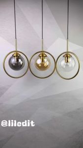 Modern Amber Glass Ball Pendant Lamp Nordic Hanging Lamp for Living Room Hotel Bedside Decor Fixture