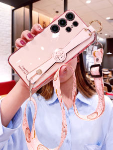 Samsung S24 Ultra Phone Case Womens Crossbody Silicone Cover Anti-Fall Creative Design Full Protection Soft Shell with Lanyard