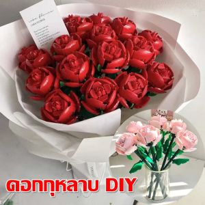 Pluck เลโก้ดอกไม้ DIY ดอกทานตะวันอาคารบล็อกดอกไม้ พร้อมฝาครอบป้องกัน บล็อกเลโก้ ของขวัญที่ดี