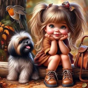 Bộ Tranh Kim Cương Dành Cho Người Lớn - Tranh Chân Dung Cô Gái Chó Động Vật Tranh Đính Đá Hình Vuông Trang Trí Nhà Cửa Quà Tặng Tự Làm Diện Tích Dán Đầy Đủ Phong Cách Hiện Đại