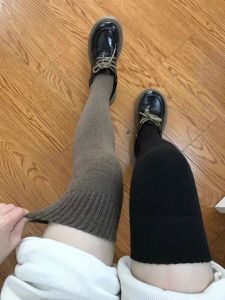 Long Cotton Socks Autumn Winter Heattech Fleece Lined Fur Selvedge Extra Thick High Top Half Long Johns Women JK K-style Thigh Knee Socks