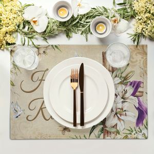 Easter Spring Lily Placemat 1-Piece Rustic Vintage Style Placemat Kitchen & Dining Table Use