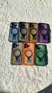 Luxury Matte Hard Magnetic Ring Holder Wireless Charging Phone Case For IPhone 11 12 13 14 15 16 Pro Max Plus Stand Magnetic Case With Camera Lens Protector for iPhone16 case