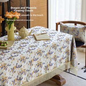 New Chinese Style Fringe Tassel Tablecloth Rectangular