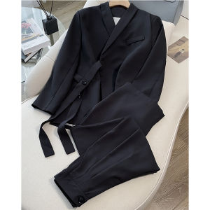 Spring Autumn Womens Blazer Pants Sets Fashion Office Casual Wide Leg Coats Suit Set Women Two Piece Sets Womens Outifits