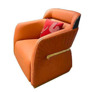 Modern Luxury Italian Style Living Room Furniture Design Sensation Genuine Leather Sofa with Zipper Sea Snail Shape High End Villa