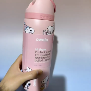 Owala Snoopy Fruit Cup Freesip Dual-Drink Pop-Up Lid Thermal Flask Portable Sports Water Bottle 24OZ/32OZ Stainless Steel Kettle with Straw