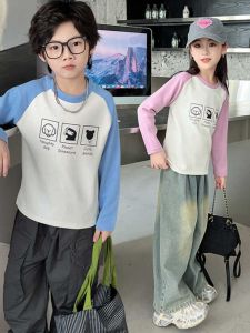 Áo Thun Cotton Dài Tay Ấm Áp Cho Trẻ Em Mùa Thu Đông Cổ Tròn Rộng Rãi Thoải Mái Thoáng Khí Thoải Mái Cho Bé Trai Và Bé Gái