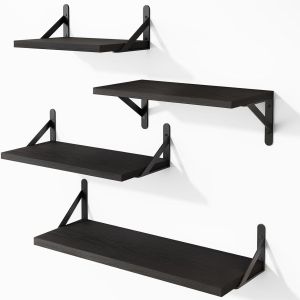 LMETJMA 4 Different Sizes Wood Floating Shelves Set Mounted Rustic Wood Floating Shelves Farmhouse Book Shelf For Living Room