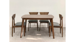 GF Claire modern scandinavian dining table set with 4 cushioned seat chairs