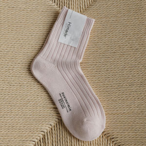 Retro Couple Cotton Mid-Calf Socks Soft Printed Thick Needle Womens Mens Comfortable Simple Solid Color Home Leisure Socks