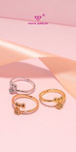 Yaxiya Cincin Wanita Bouble Bola Permata Perhiasan Lapis Emas 18k 175