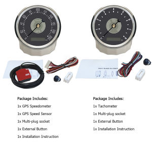 2 Gauge Set 85mm GPS Speedometer 0-160 0-200 0-220 KMH MPH Tachometer 0-8000RPM with Red Yellow Backlight for Car Boat