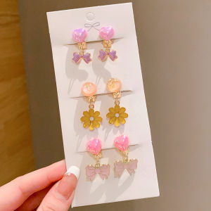 Princess Style Cartoon Pendant Fake Earrings for Girls No Piercing Required Cute Little Girl Ear Studs Childrens Accessory