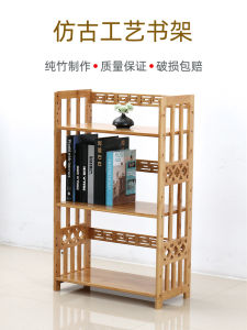 Mobile Wooden Bookshelf with Wheels Student Cabinet Floor Standing Living Room Childrens Activity Storage Bamboo Shelf Small