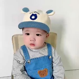 หมวกแก๊ปเด็กทุ่งหมองสีทูโทนลายน้อง มินิมอล สำหรับเด็ก 5-6 ปี 2 ขวบ หมวกเด็กชาย หมวกเด็กหญิง หมวกเด็กแฟชั่น M29