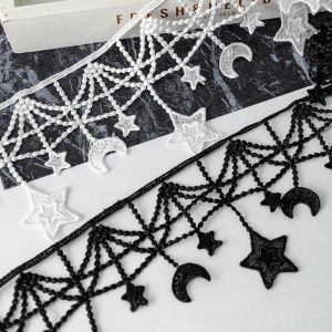 Black And White Star Moon Water-Soluble Lace Clothing Accessories Decoration DIY Collar Sleeve Fabric Width 10CM Wholesale