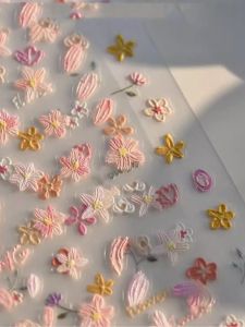 Spring Blooming Wild Flowers 5D Relief Nail Art Stickers  Oil Painting Style Nail Decorations HG Version Any Skin Type