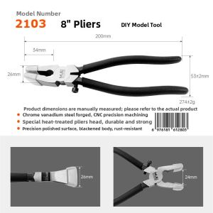 Daban Model Press Pliers with Rubber Cover Flat Mouth Eight-Inch Glass Pliers Hand Tools Gripping Tool Hardware from China