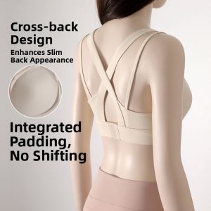 High Intensity Sports Bra Womens Integrated Fixed Cup Running Yoga Back Beauty Vest Breathable Shockproof Underwear
