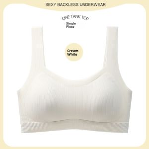 miiow | Black One-Piece Fixed Cup Bra Vest Women Invisible Seamless Gathered Invisible Beautiful Back Bra Cat Person MiiOW Nylon Spandex