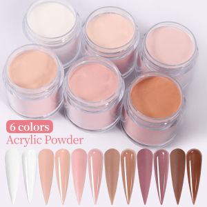 6/8Jars Nude Pink Rose Red Acylic Nail Art Powder 3IN1 Extension/Carving/Dipping Pigment Dust Professional Nails Crystal Powders