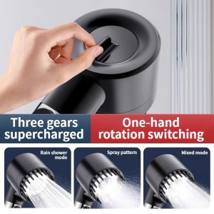Handheld Nozzle High Pressurized Filter Shower Head 3-mode Adjustable Spray with Massage Brush Rain Faucet Accessories
