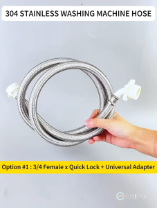 GRIPO Premium Heavy Duty 304 Stainless Braided Washing Machine Inlet Hose