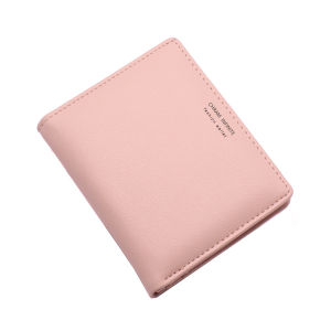 Womens simple letter bifold short wallet thin solid color versatile credit card holder casual and fashionable clutch