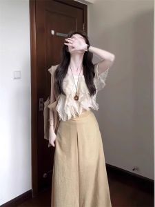 XUECAIQI | Fashion Irregular Off-shoulder Top Wide-leg Pants Suit