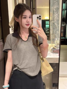 SHUQINGLAI | Áo Thun Polo Co V Kata Dài Tay Ngắn Thiết Kế Độc Đáo