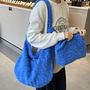 Ins Style Large Capacity Tote Bag Womens Crossbody Bag Loose Sensation Pure Color Shoulder Bag Comes with Storage Bag