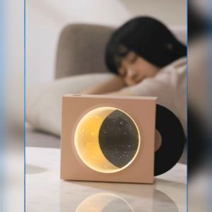 Moon Clock Speaker Bluetooth  Portable Lampu tidur Jam meja Digital LED Display Round X09