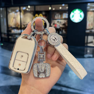 honda car smart key case for honda jazz crv hrv brv accord civic hatchback key cover honda leather keychain