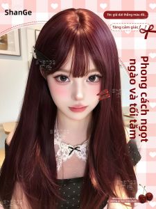 SHANGE | Cosplay Halloween Red Long Straight Human Hair Full Wig
