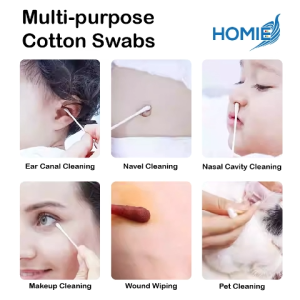 HOMIE Baby Safe Disposable Cotton Swabs/Multi-Use Double Head Tipped Applicator For Nose Ears Navel